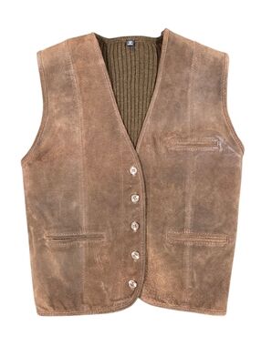 Vintage Casual Corner Suede Acrylic Vest Womens Large Chocolate Brown Button-Up